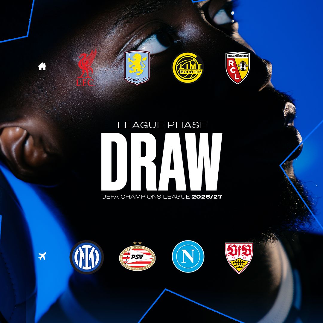 De effectieve League Phase loting van Club Brugge in de UEFA Champions League 2026/27